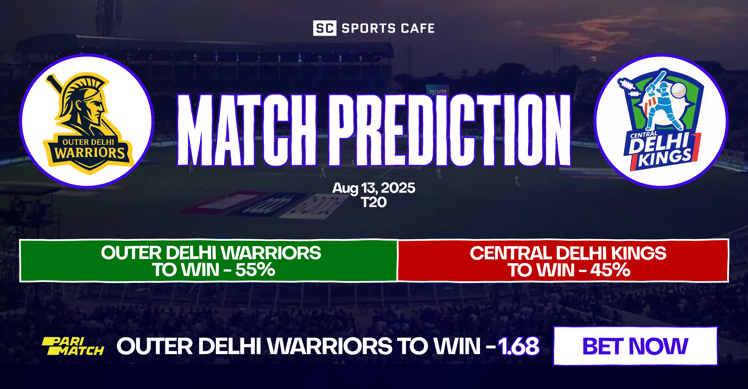 Outer Delhi Warriors vs Central Delhi Kings Match Prediction